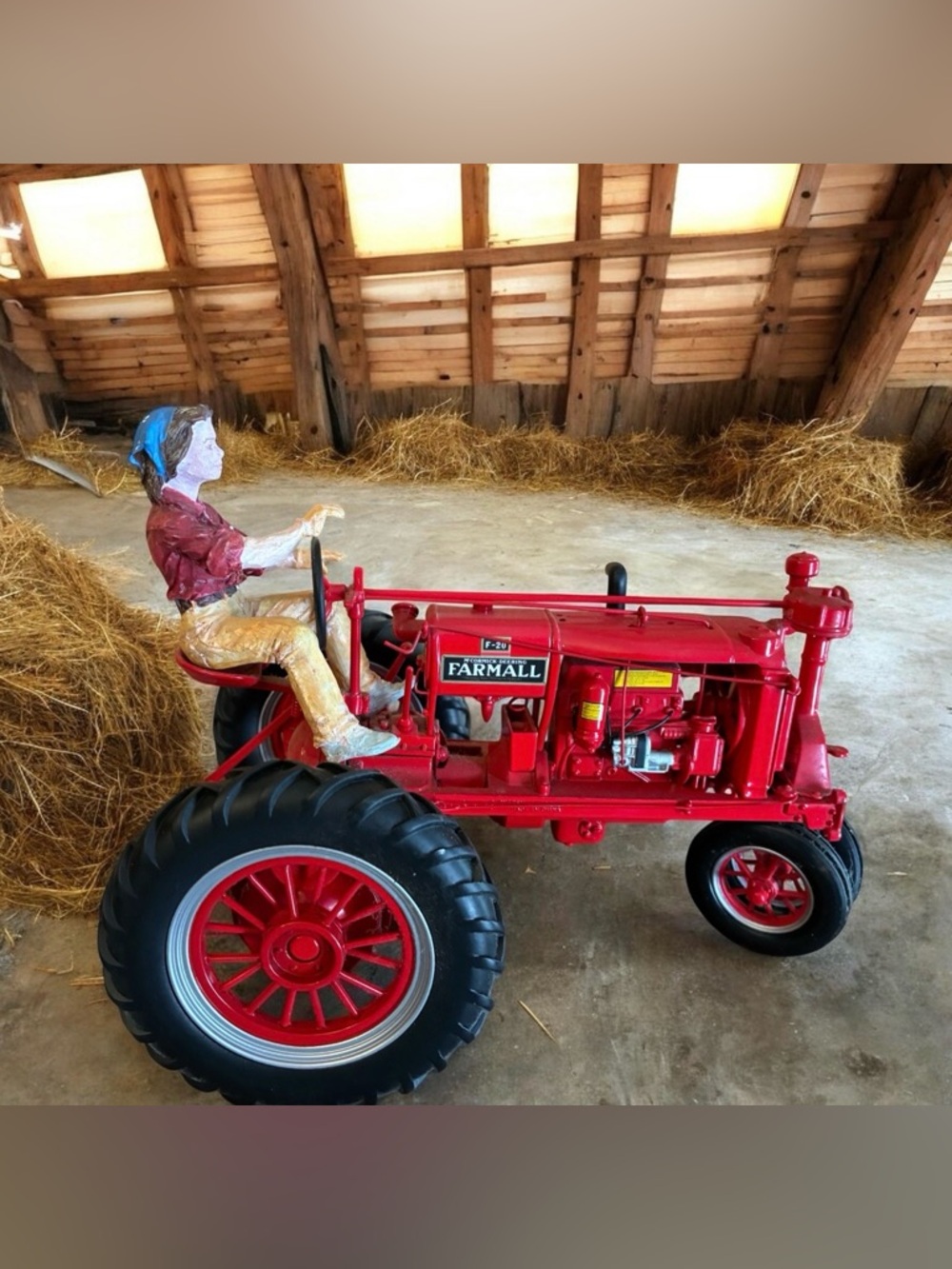 Antique Farmall diecast Tractor 
 with removable Farmer Figure